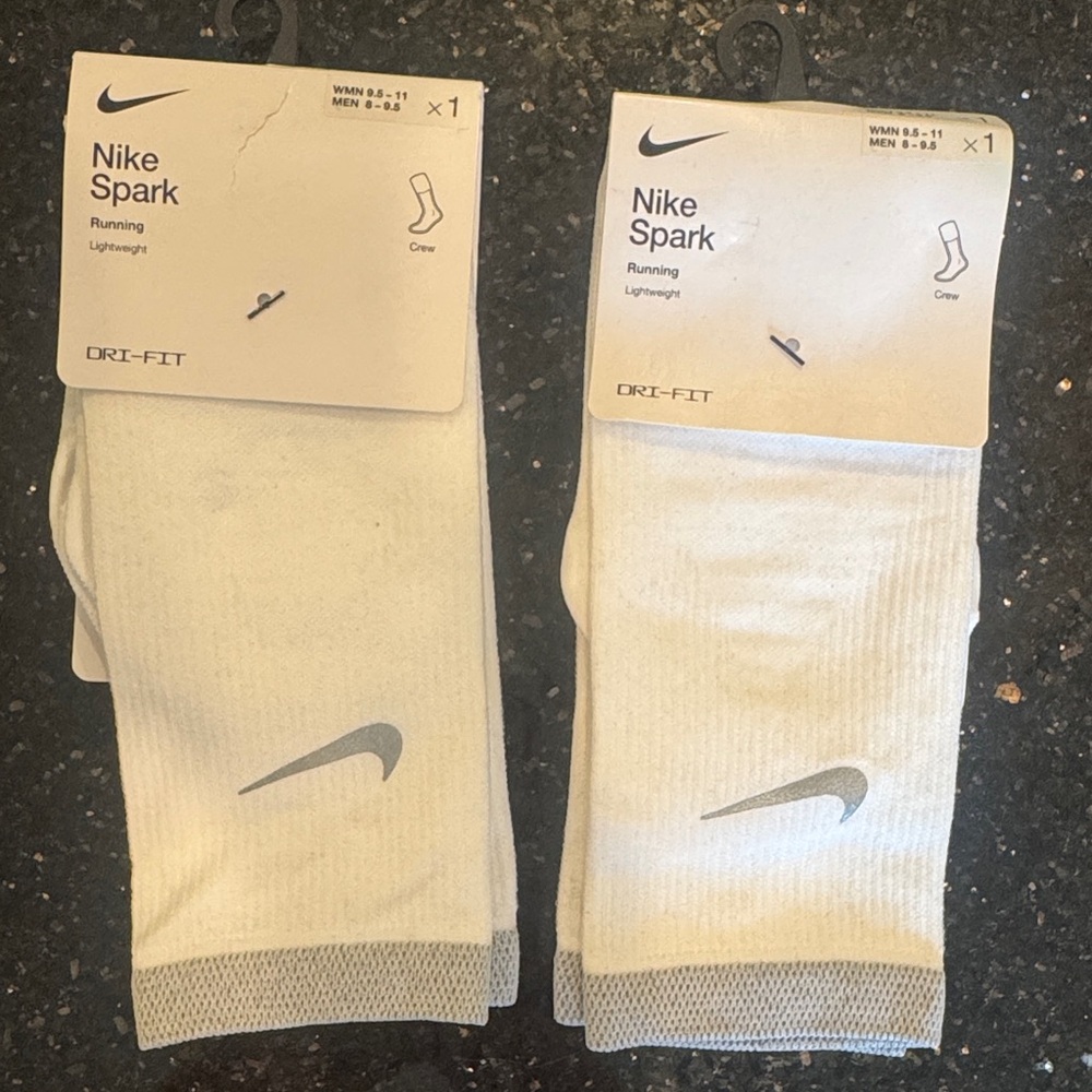 Nike Spark Crew Socks - White and Gray Running Men Women